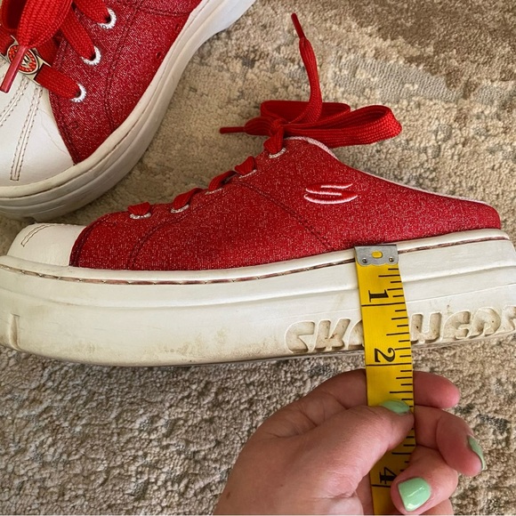 Skechers Vintage Y2K Platform Sneakers Backless Slip On Chunky Red Glitter: 8 - Picture 10 of 10